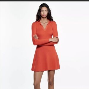 Zara Knit Skater Dress-Size Medium-Orange